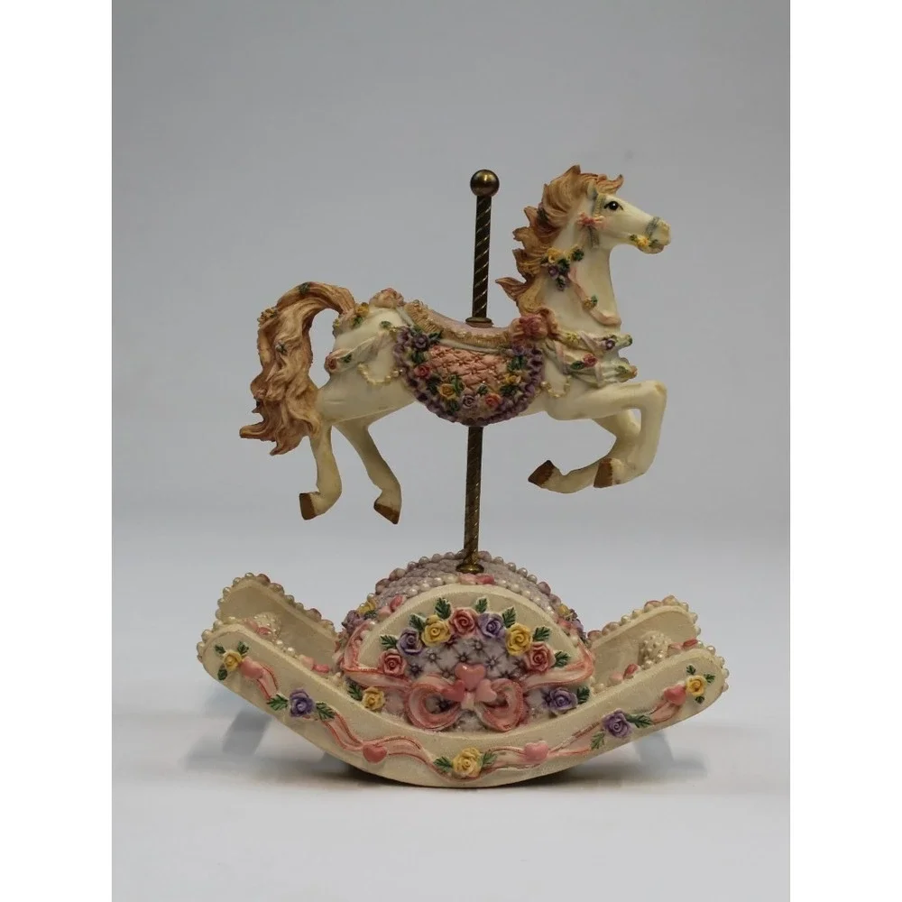 Vintage Rocking Carousel Horse Music Figurine Plays 